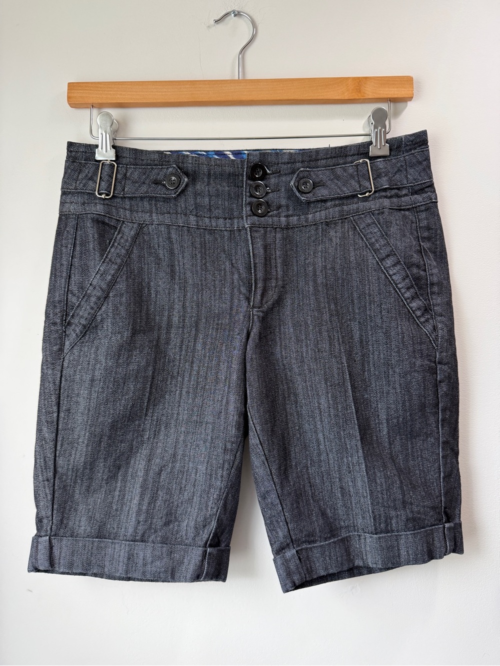 Women's Charcoal Tailored Bermuda Denim Shorts - Classic Casual Size 10P